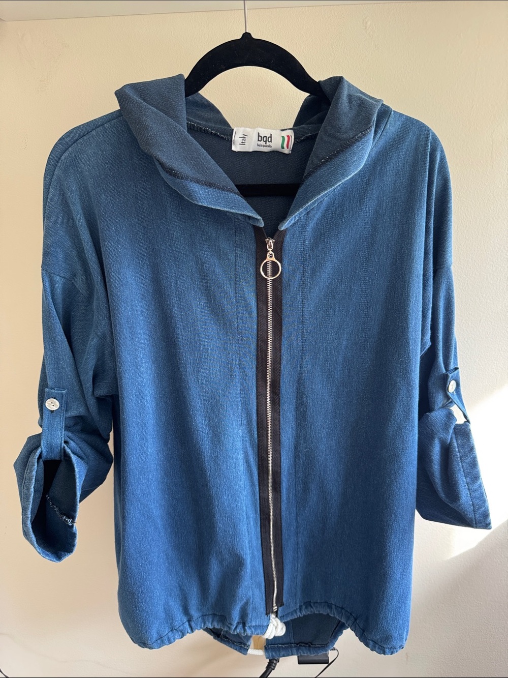 BQD Italy Women's Blue Zip-Front Hooded Jacket - one size